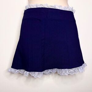 Edikted Navy Mini Skirt with Lavender Trim